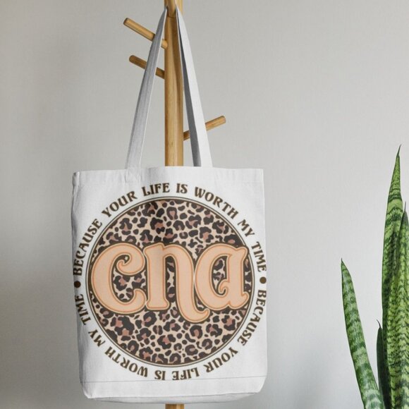 CNA Animal Print Canvas Shopping Tote Reusable Tote Bag - Picture 6 of 6